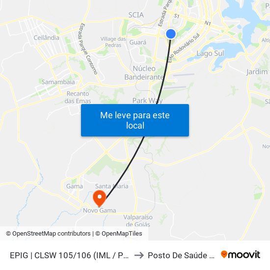 Epig | Sqsw 105 (Iml / Complexo Pcdf) to Posto De Saúde Da 202 map