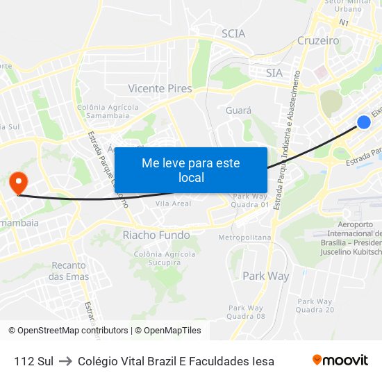 112 Sul to Colégio Vital Brazil E Faculdades Iesa map