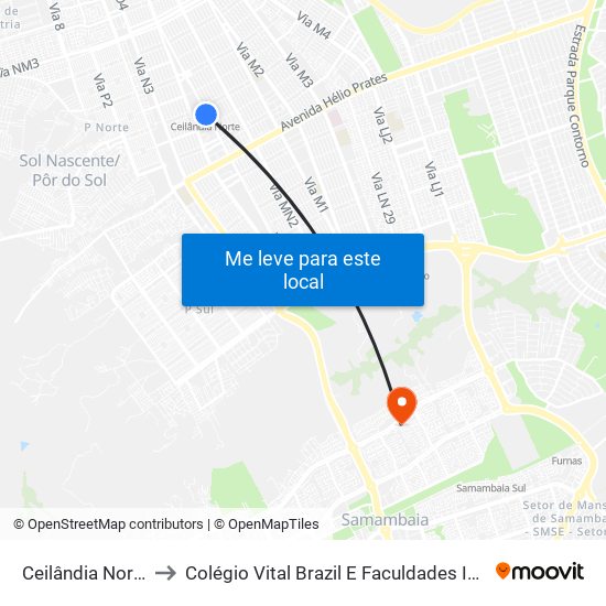 Ceilândia Norte to Colégio Vital Brazil E Faculdades Iesa map