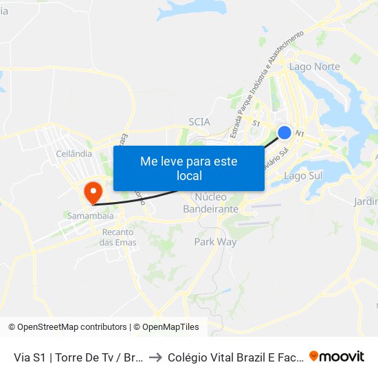 Via S1 | Torre De Tv / Brasil 21 / Shs to Colégio Vital Brazil E Faculdades Iesa map