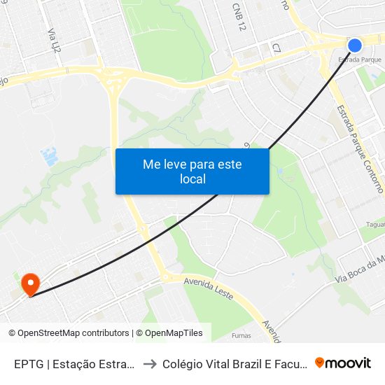 EPTG | Estação Estrada Parque to Colégio Vital Brazil E Faculdades Iesa map