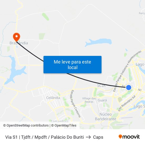 Via S1 | Tjdft / Mpdft / Palácio Do Buriti to Caps map