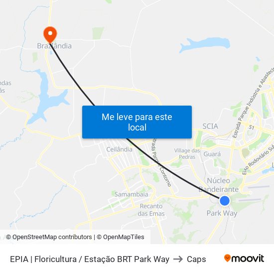EPIA | Floricultura / Estação BRT Park Way to Caps map