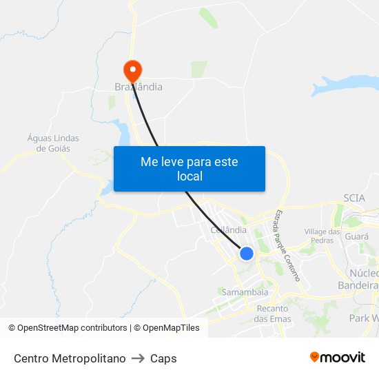 Centro Metropolitano to Caps map