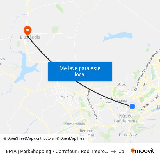 Epia Sul | Parkshopping / Carrefour / Rod. Interestadual / Assaí to Caps map