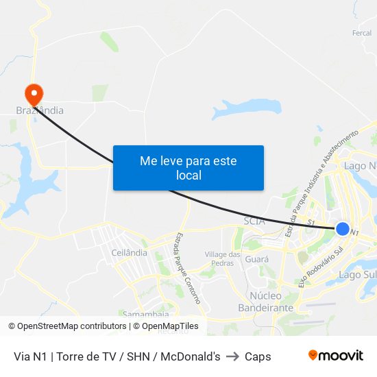 Via N1 | Torre De Tv / Shn / Mcdonald's to Caps map