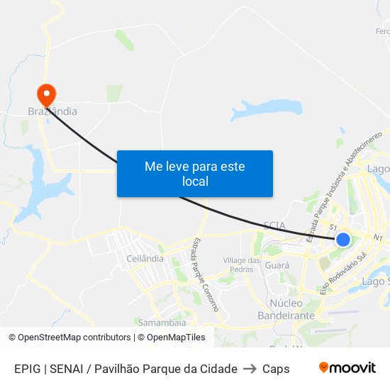 Epig | Senai / Pavilhão Parque Da Cidade to Caps map