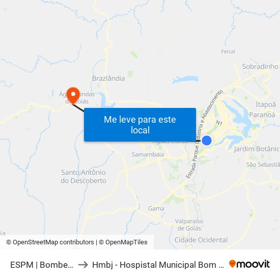 ESPM | Bombeiros to Hmbj - Hospistal Municipal Bom Jesus map