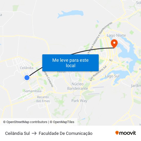 Ceilândia Sul to Faculdade De Comunicação map