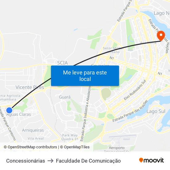 Concessionárias to Faculdade De Comunicação map