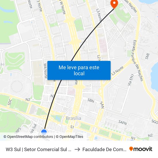 W3 Sul | Setor Comercial Sul / Pátio Brasil to Faculdade De Comunicação map