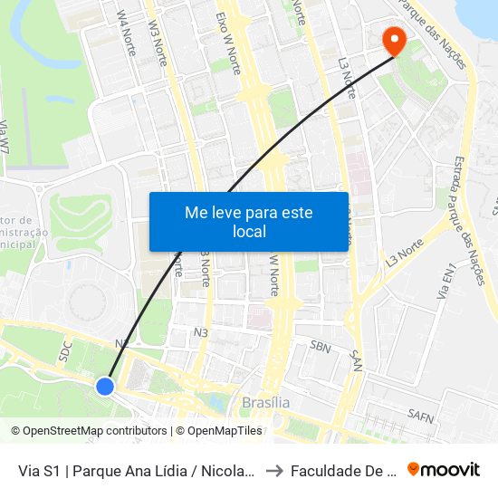 Via S1 | Parque Ana Lídia / Nicolandia / Eixo Ibero-Americano to Faculdade De Comunicação map