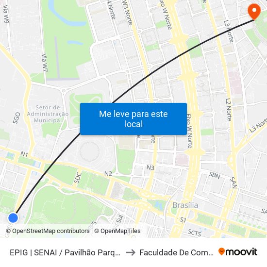 Epig | Senai / Pavilhão Parque Da Cidade to Faculdade De Comunicação map
