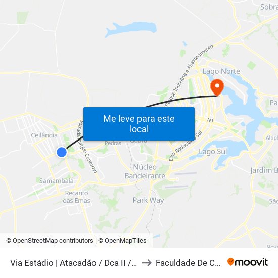 Via Estádio | Atacadão / Dca II / Rodoviária / Estádio to Faculdade De Comunicação map