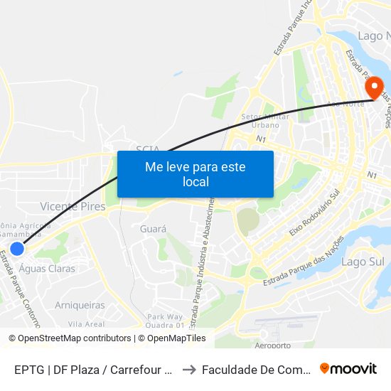 EPTG | DF Plaza / Carrefour / Sam's Club to Faculdade De Comunicação map
