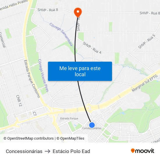 Concessionárias to Estácio Polo Ead map