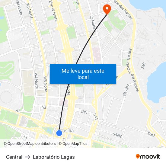 Central to Laboratório Lagas map