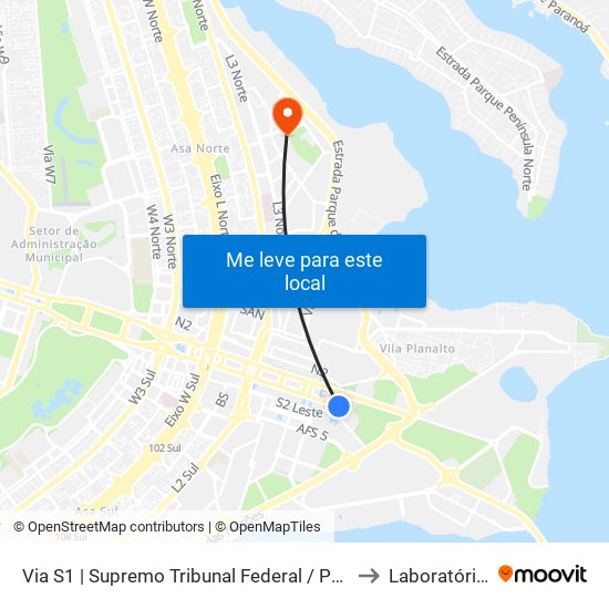Via S1 | Supremo Tribunal Federal / Praça Dos Três Poderes to Laboratório Lagas map