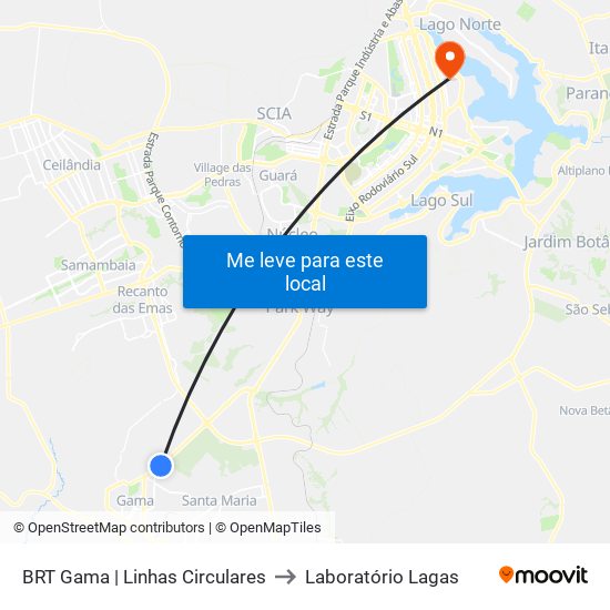 BRT Gama | Linhas Circulares to Laboratório Lagas map