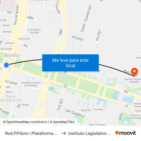 Rod.P.Piloto | Plataforma D (Box 16) to Instituto Legislativo Brasileiro map