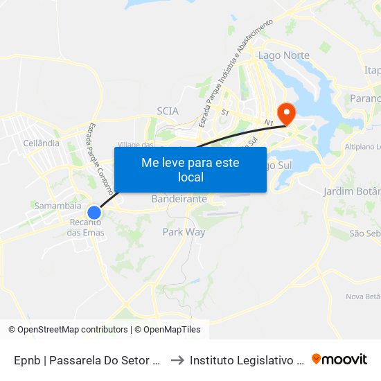 Epnb | Passarela Do Setor De Mansões to Instituto Legislativo Brasileiro map
