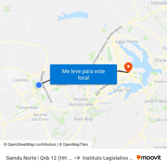 Samdu Norte | Qnb 12 (Hrt / Anchieta) to Instituto Legislativo Brasileiro map