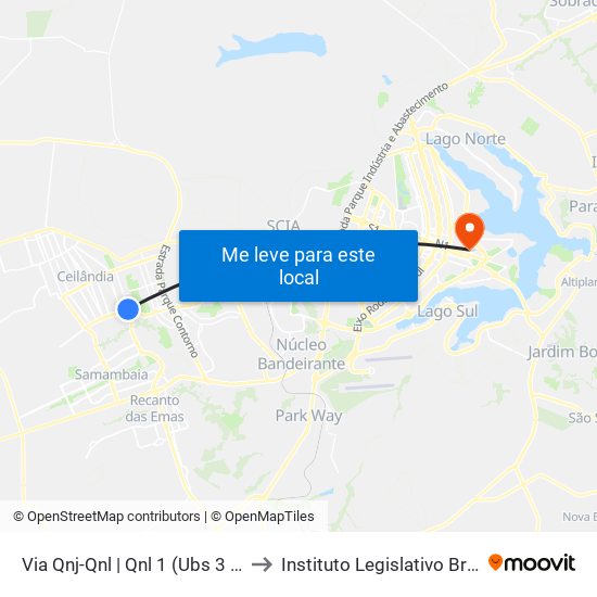 Via Qnj-Qnl | Qnl 1 (Ubs 3 / Ced 6) to Instituto Legislativo Brasileiro map