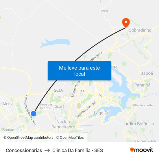 Concessionárias to Clínica Da Família - SES map