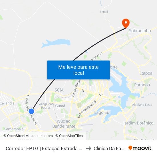 Corredor EPTG | Estação Estrada Parque (Sentido Tag.) to Clínica Da Família - SES map