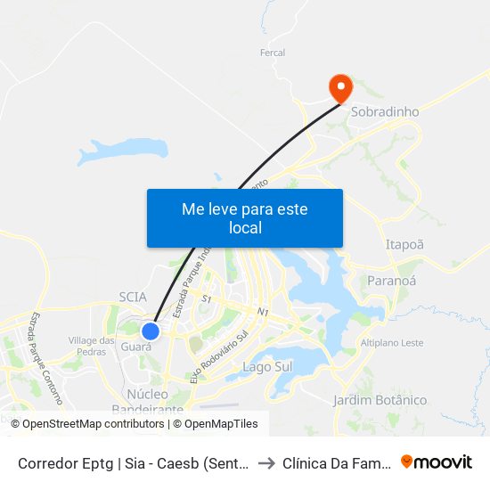 Corredor Eptg | Sia - Caesb (Sentido Taguatinga) to Clínica Da Família - SES map
