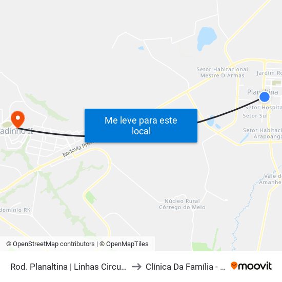 Rod. Planaltina | Linhas Circulares to Clínica Da Família - SES map