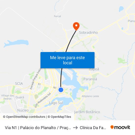 Via N1 | Palácio Do Planalto / Praça Dos Três Poderes to Clínica Da Família - SES map