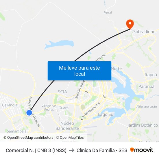 Comercial Norte | Cnb 3 (Inss) to Clínica Da Família - SES map