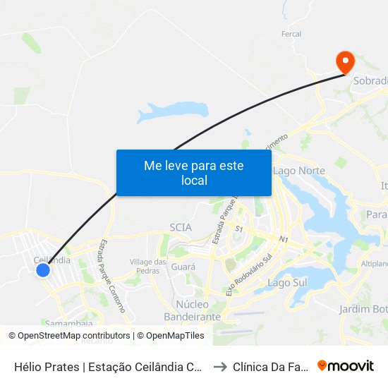 Hélio Prates | Estação Ceilândia Centro / Fort Atacadista to Clínica Da Família - SES map