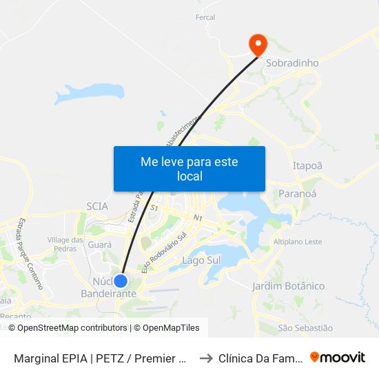Marginal EPIA Sul | Petz / Premier Nissan & Renault to Clínica Da Família - SES map