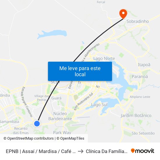 EPNB | Assaí / Mardisa / Café do Sítio to Clínica Da Família - SES map