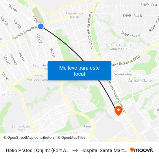 Hélio Prates | Qnj 42 (Fort Atacadista) to Hospital Santa Marta - HSM map