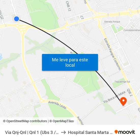 Via Qnj-Qnl | Qnl 1 (Ubs 3 / Ced 6) to Hospital Santa Marta - Hsm map