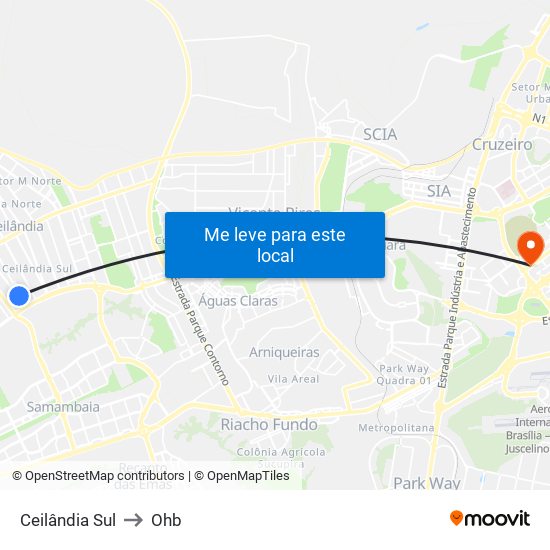 Ceilândia Sul to Ohb map