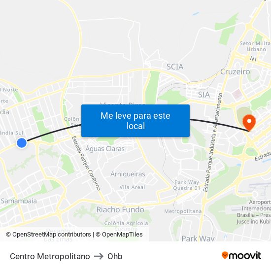 Centro Metropolitano to Ohb map