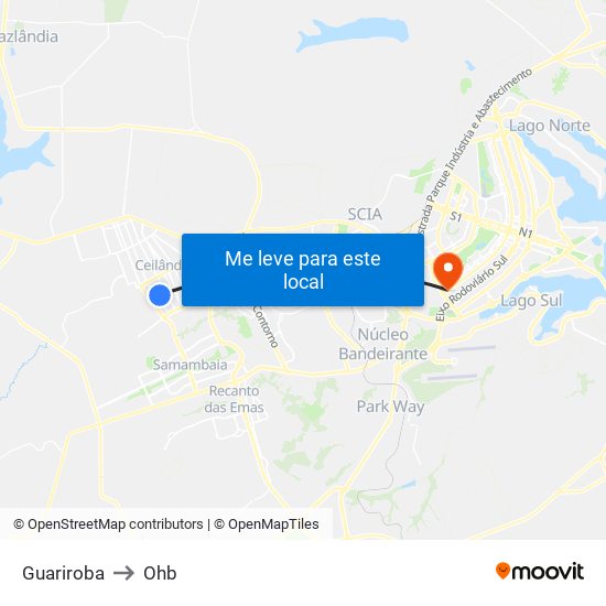 Guariroba to Ohb map