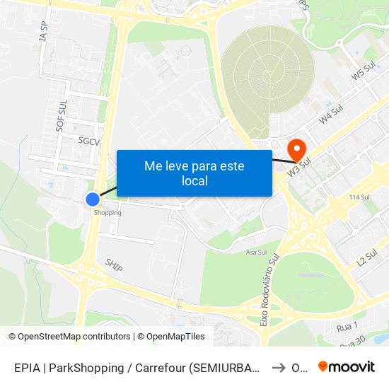 Epia Sul | Parkshopping (Linhas Do Entorno) to Ohb map