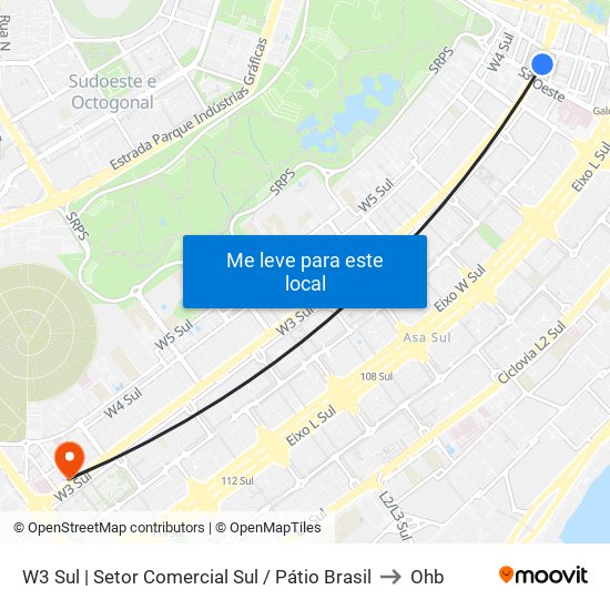 W3 Sul | Setor Comercial Sul (Pátio Brasil) to Ohb map