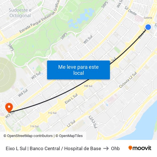 Eixo L Sul | Banco Central / Hospital De Base to Ohb map