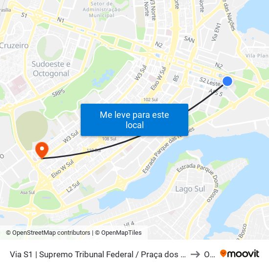 Via S1 | Supremo Tribunal Federal / Praça Dos Três Poderes to Ohb map