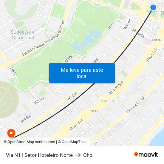 Via N1 | Setor Hoteleiro Norte to Ohb map
