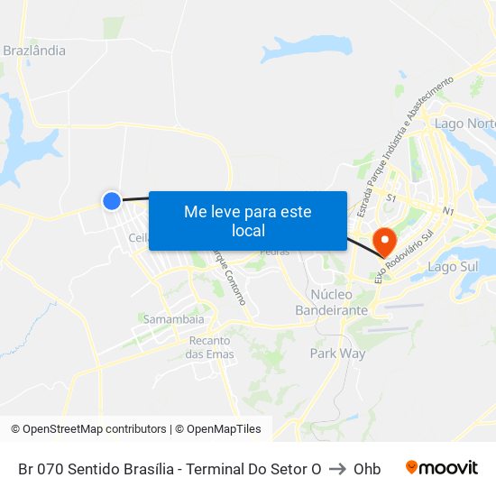 Br 070 Sentido Brasília - Terminal Do Setor O to Ohb map