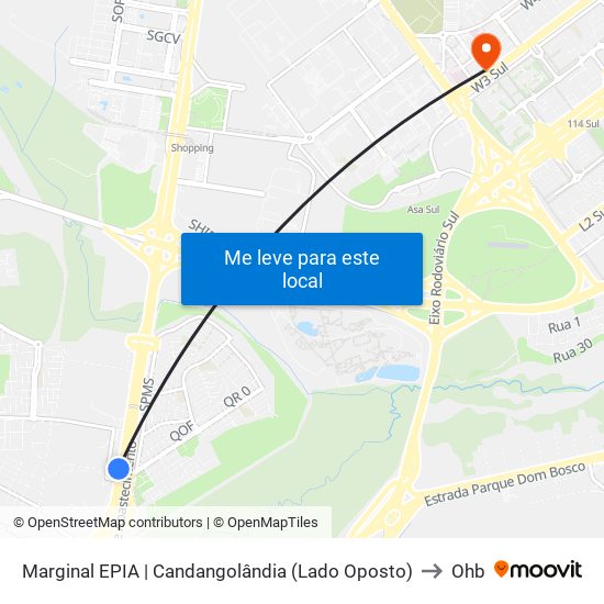 Marginal EPIA Sul | Candangolândia «Oposto» to Ohb map