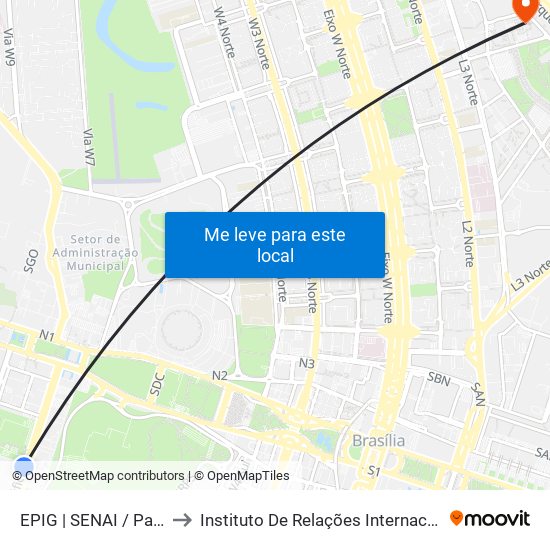 Epig | Senai / Pavilhão Parque Da Cidade to Instituto De Relações Internacionais(Irel) / Instituto De Ciência Política map