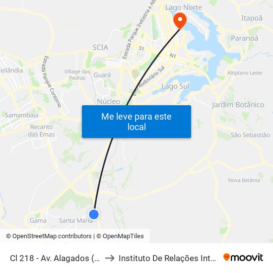 Cl 218 - Av. Alagados (Brt/Colégio Santa Maria/N.S.Aparecida) to Instituto De Relações Internacionais(Irel) / Instituto De Ciência Política map